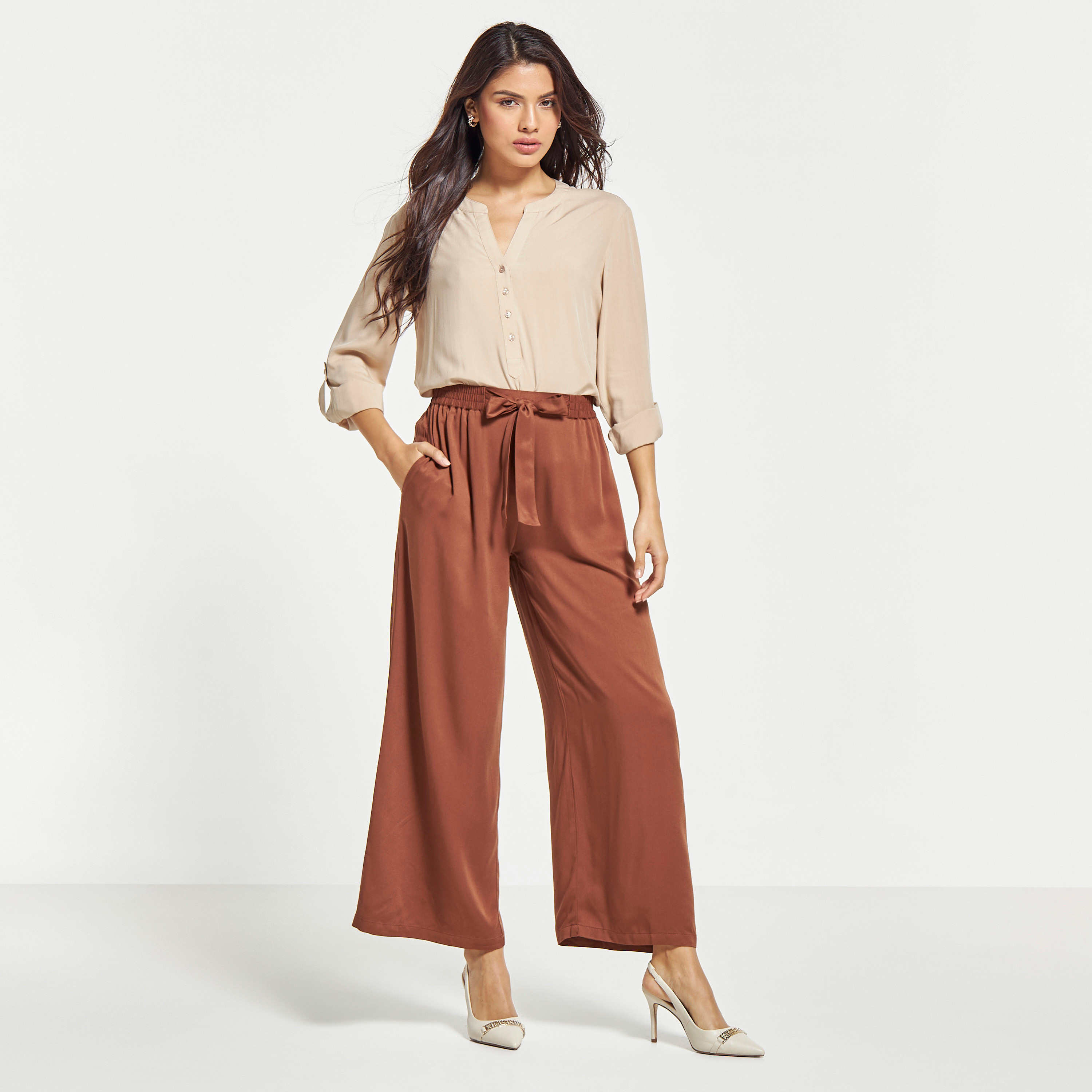 White Off Shoulder Tie Up Palazzo Pant Two Piece Set - Hot Miami Styles